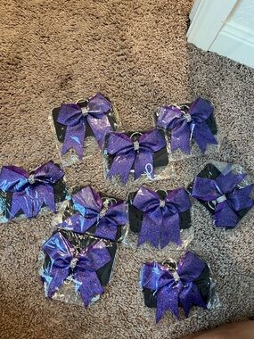 Amazon Purple Glitter Bow Keychain Hair Clips with Rhinestone Accent